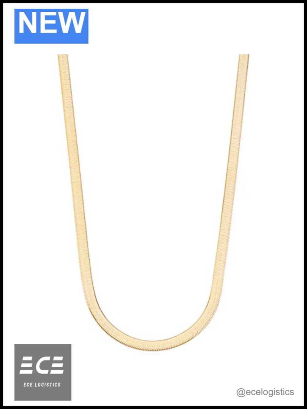 Italian 925 Sterling Silver Herringbone Necklace 18K Gold Plated